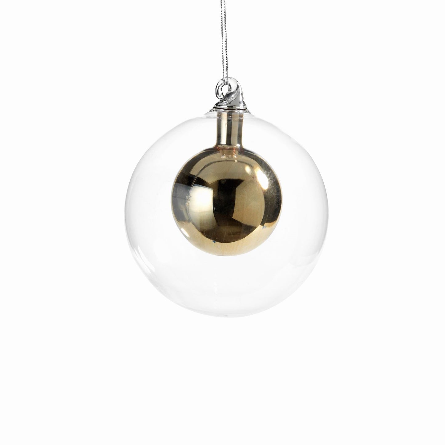 Double Glass Ball Ornament - Gold - CARLYLE AVENUE