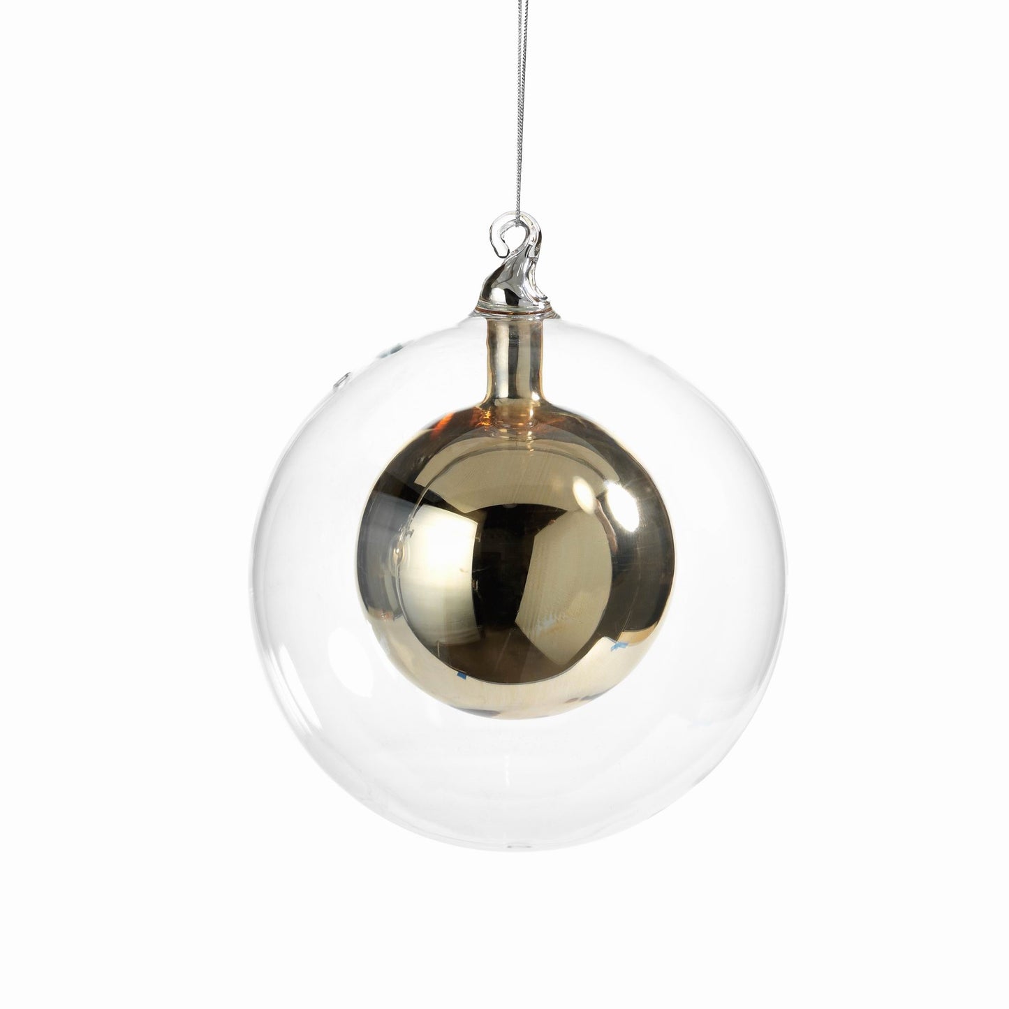 Double Glass Ball Ornament - Gold - CARLYLE AVENUE