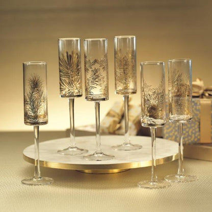 Golden Fir Celebration Flutes - Set of 6 - Drinkware by Carlyle Avenue