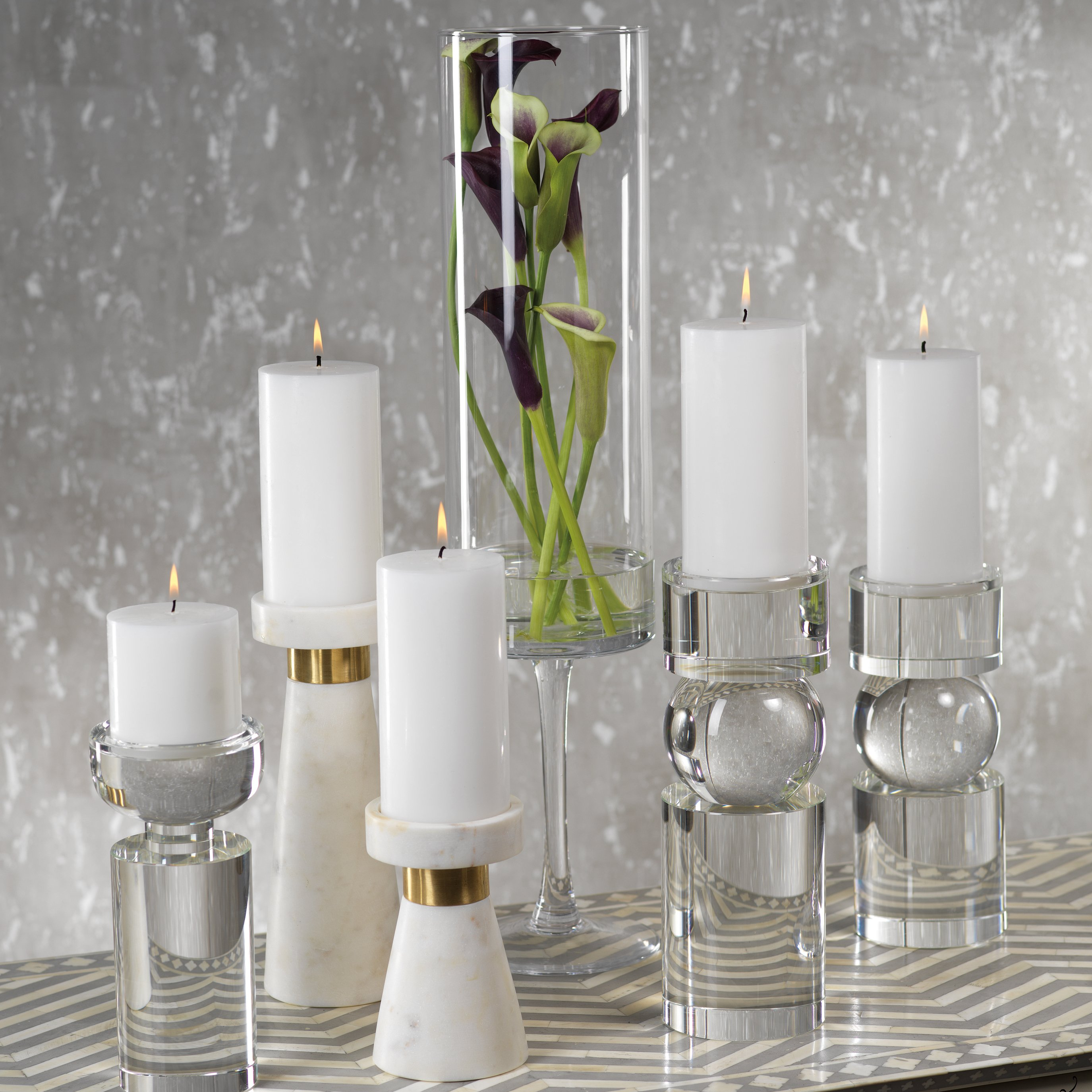 Rialto Clear Crystal Pillar Holder - Candle Holders by Carlyle Avenue