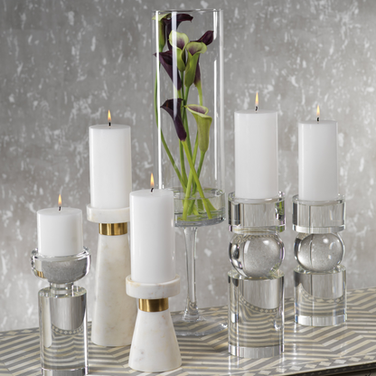 Rialto Clear Crystal Pillar Holder - Candle Holders by Carlyle Avenue