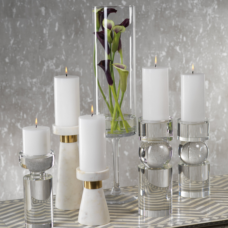 Rialto Clear Crystal Pillar Holder - Candle Holders by Carlyle Avenue