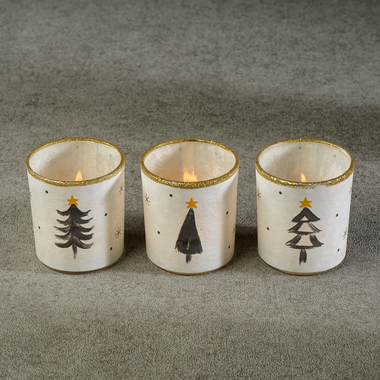 Tree Glass Tealight Holder - Set of 3