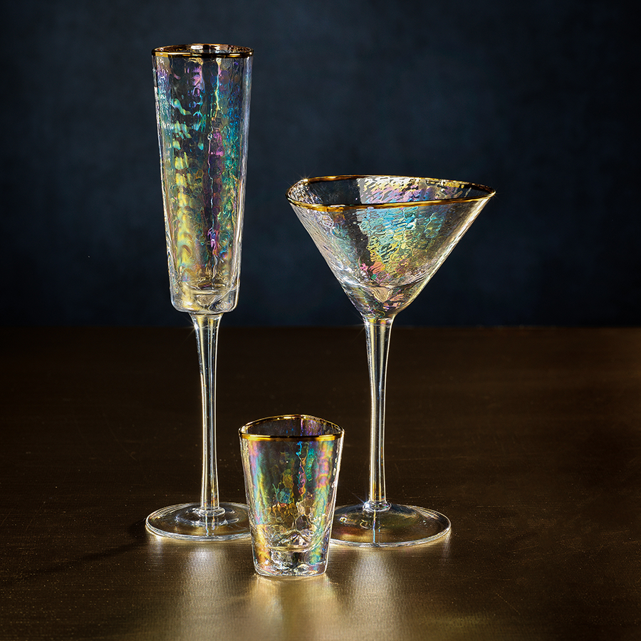 Aperitivo Triangular Stemware - Luster with Gold Rim