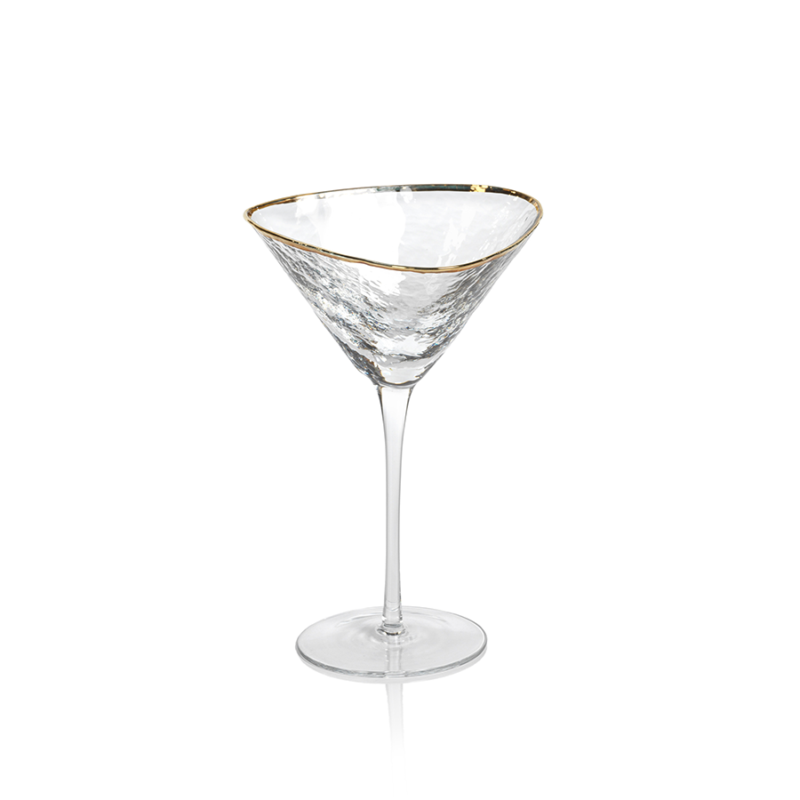 Aperitivo Triangular Stemware - Clear w/ Gold Rim