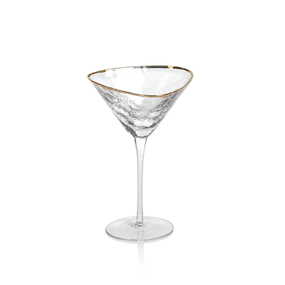 Aperitivo Triangular Stemware - Clear w/ Gold Rim - Drinkware by Carlyle Avenue