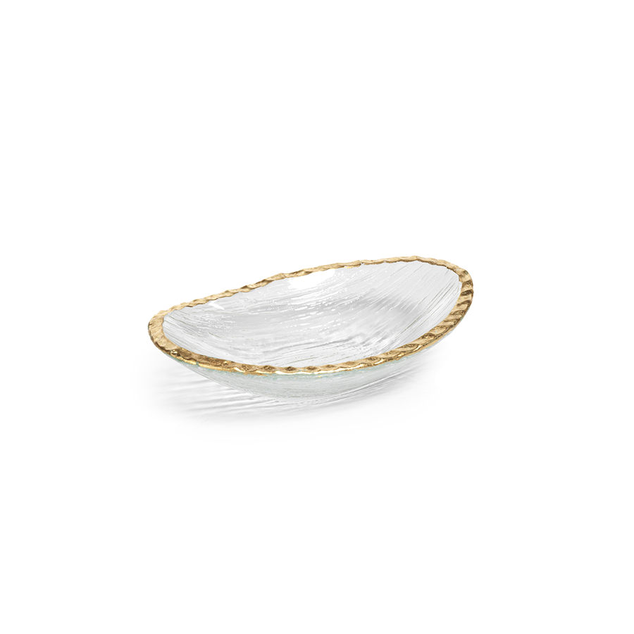 Clear Textured Bowl w/Jagged Gold Rim