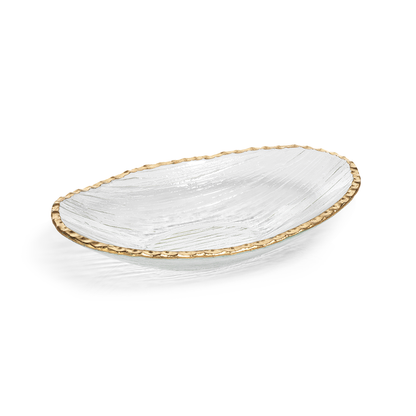 Clear Textured Bowl w/Jagged Gold Rim - Serveware by Carlyle Avenue