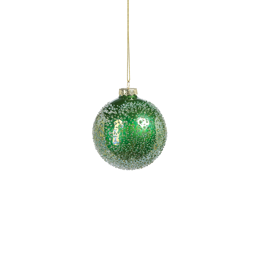 Sugared Green Glass Ornament