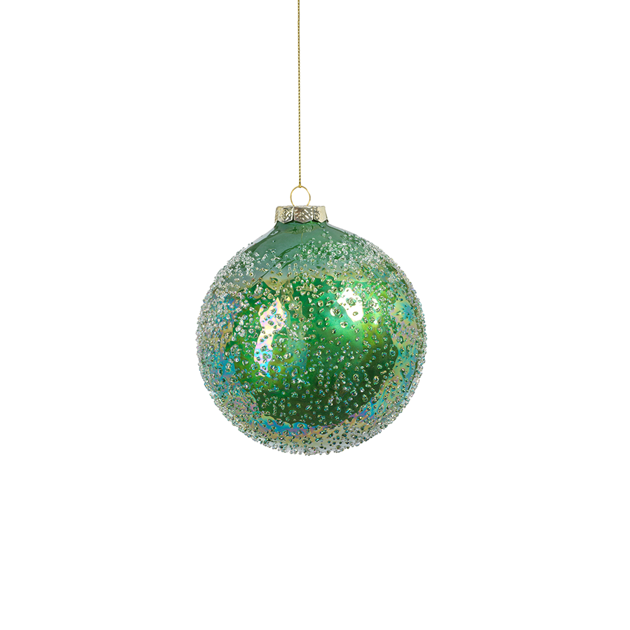 Sugared Green Glass Ornament