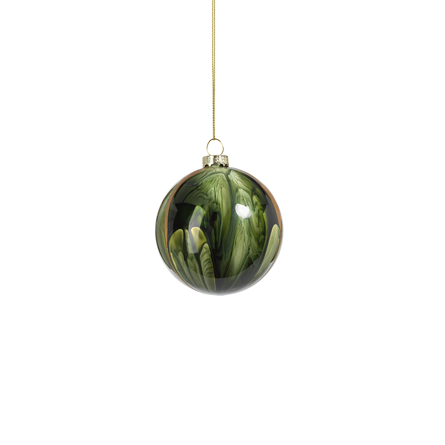 Watercolor Glass Ornament - Shiny Green