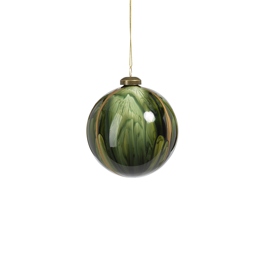 Watercolor Glass Ornament - Shiny Green