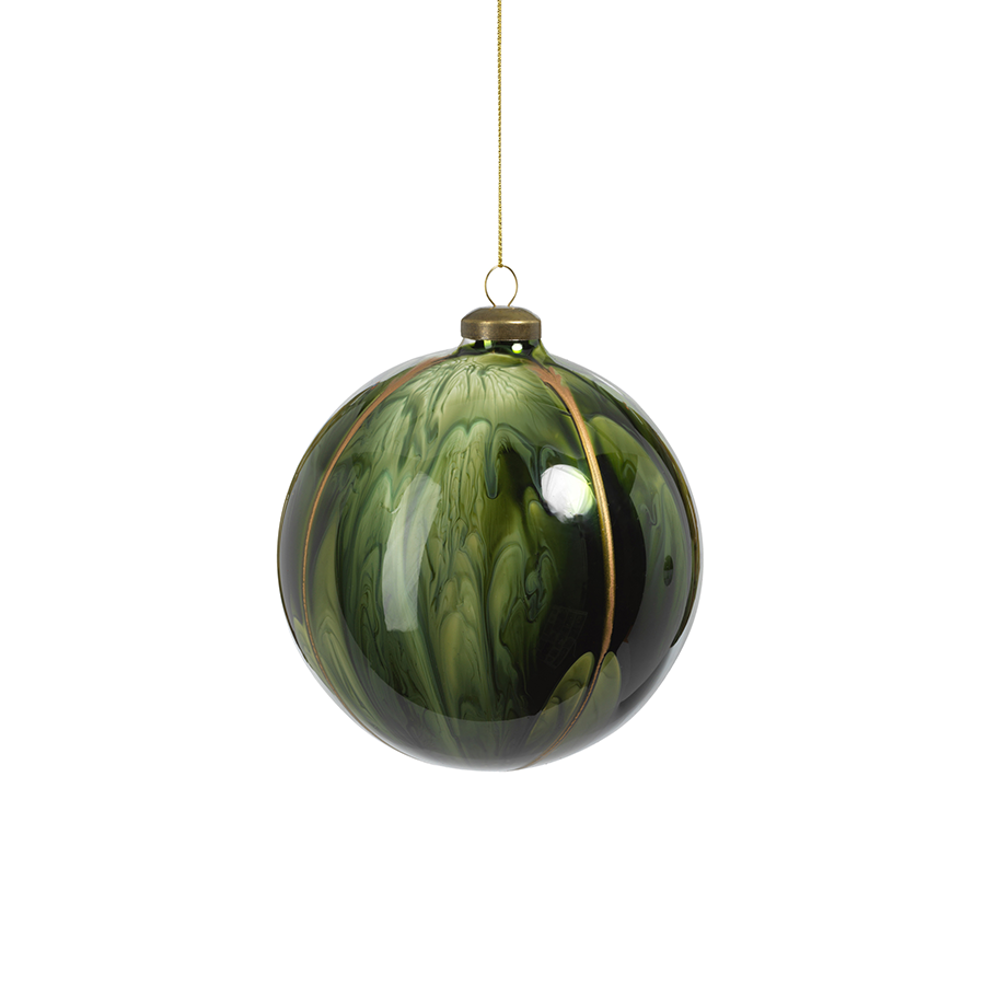 Watercolor Glass Ornament - Shiny Green