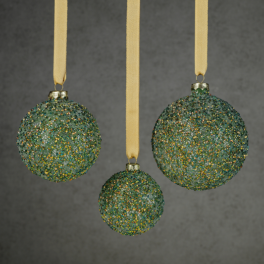 Beaded Glass Ball Ornament - Green - Ornaments by Carlyle Avenue