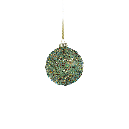 Beaded Glass Ball Ornament - Green - Ornaments by Carlyle Avenue
