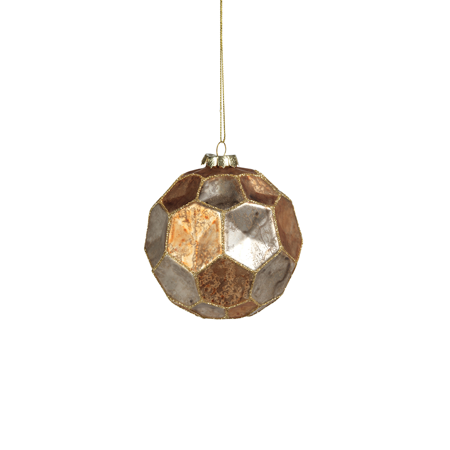 Dimpled Multicolored Ball Ornament - Gold w/Earth Tones