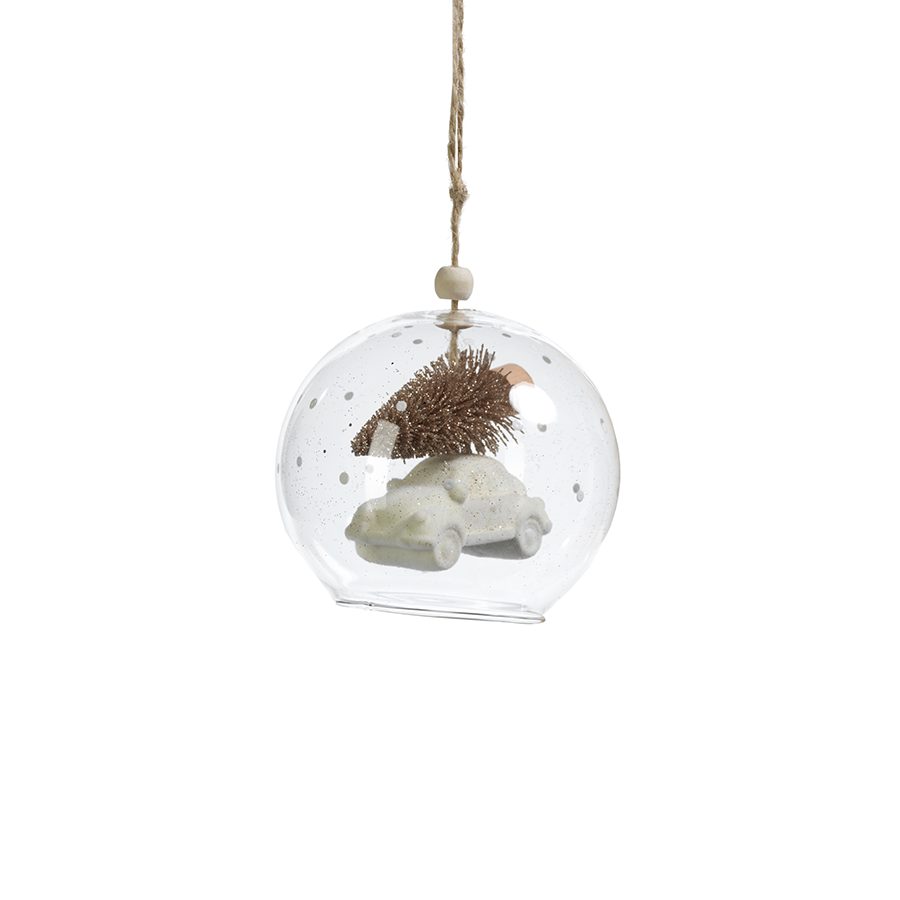 Tree on Car Ornament - White