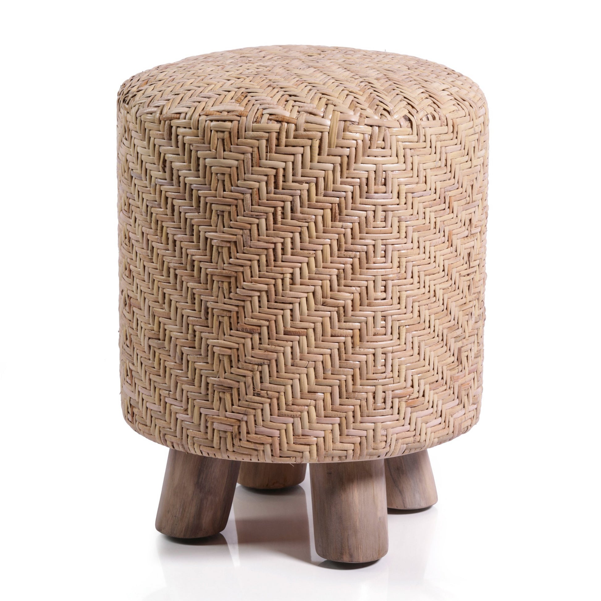 Elia Rattan and Teakwood Stool - CARLYLE AVENUE