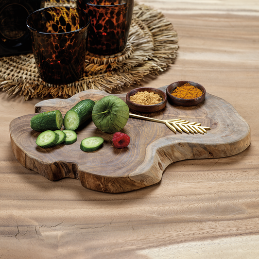 Bali Teak Root Serving Board w/Condiment Bowls