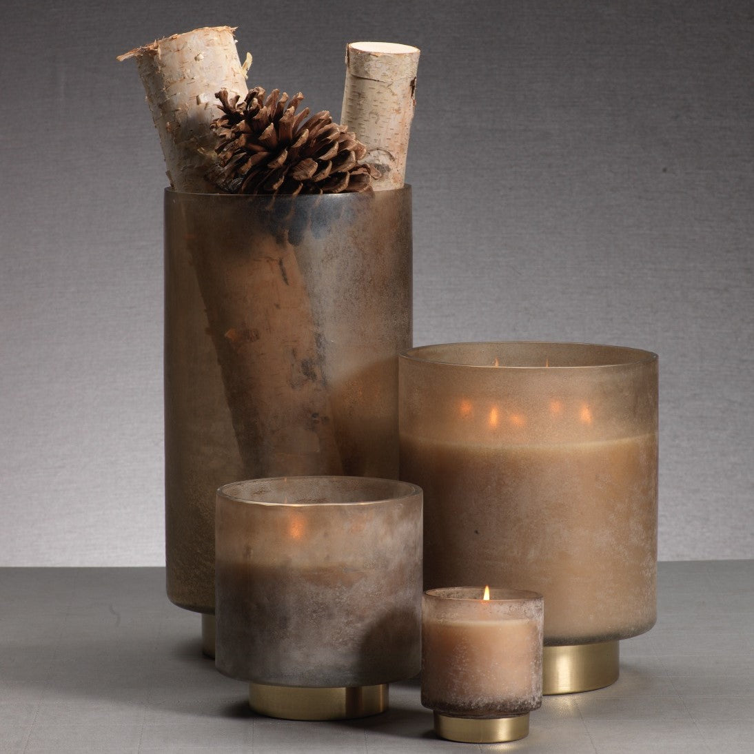 Cortina Scented Candle Jars and Hurricane - Taupe - CARLYLE AVENUE