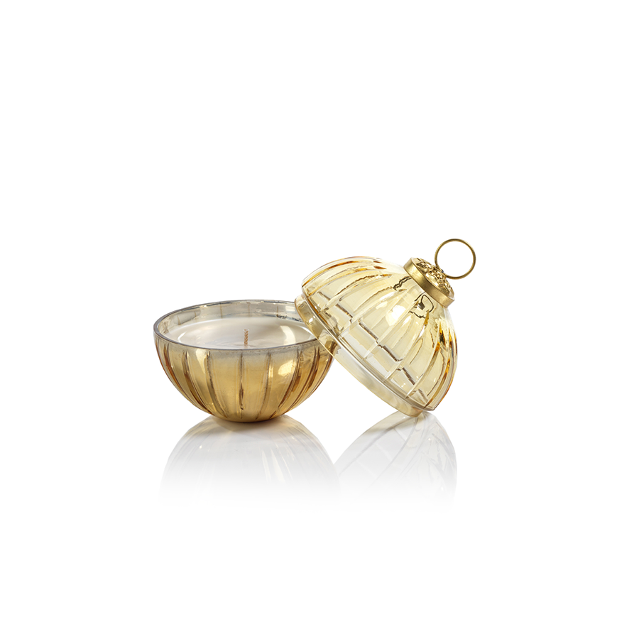 Etched Glass Ball Candle - Gold