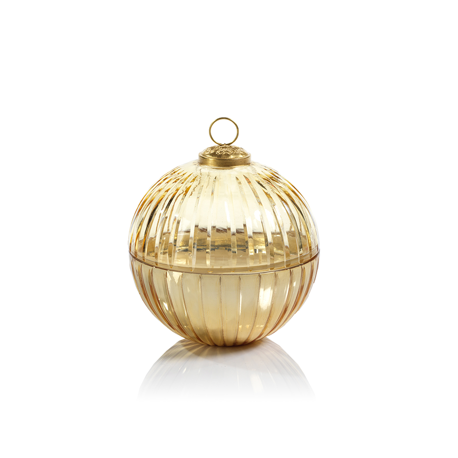 Etched Glass Ball Candle - Gold