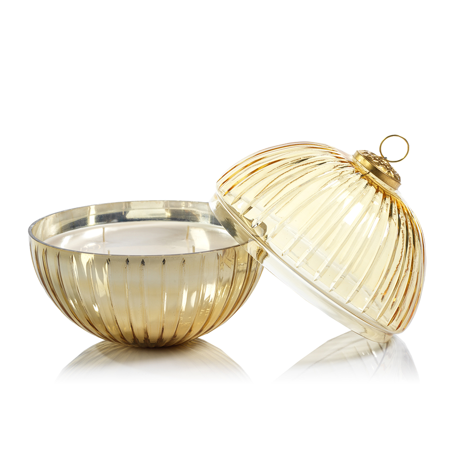 Etched Glass Ball Candle - Gold