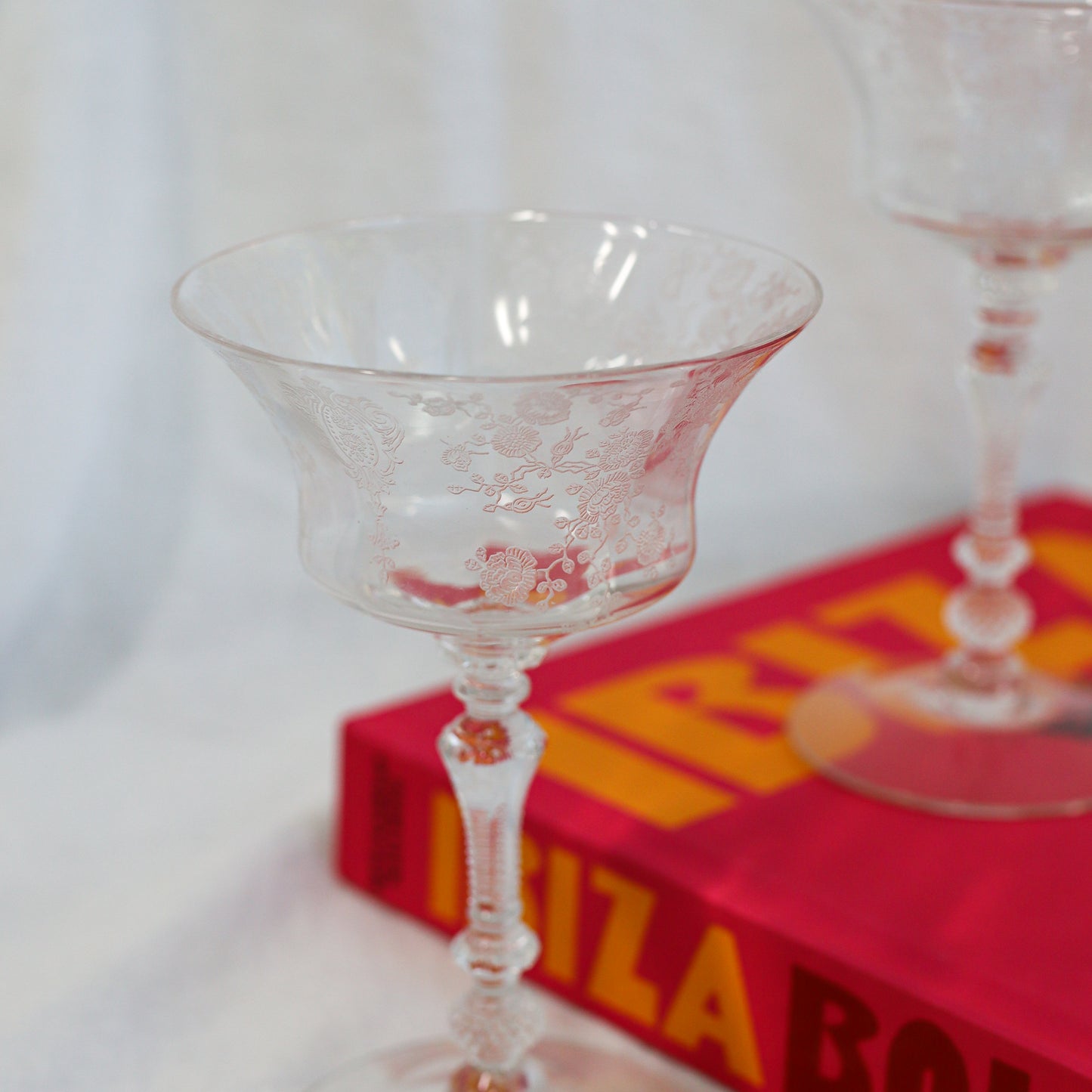 Vintage Etched Crystal Stemware - Set of 2