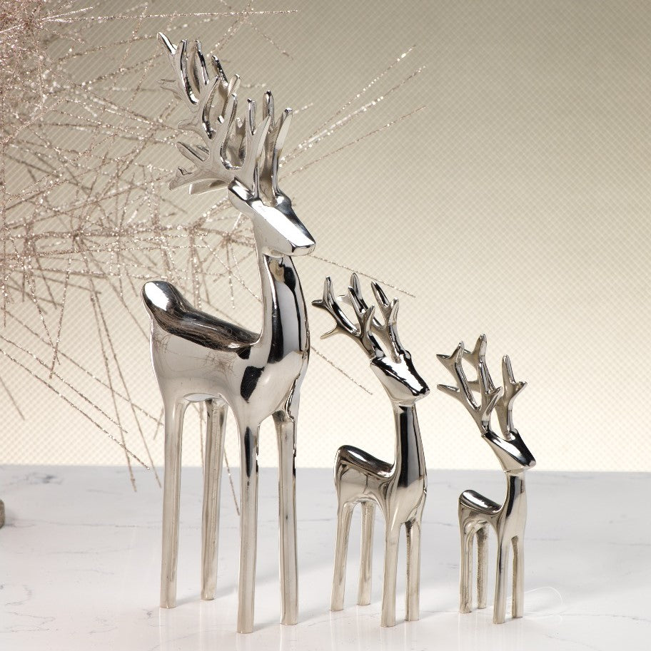 Reindeer Decorative Figure - Polished Nickel - Holiday Decor by Carlyle Avenue