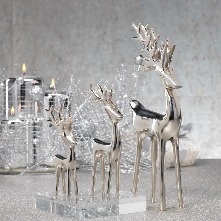 Reindeer Decorative Figure - Polished Nickel - Holiday Decor by Carlyle Avenue