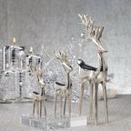 Reindeer Decorative Figure - Polished Nickel - Holiday Decor by Carlyle Avenue