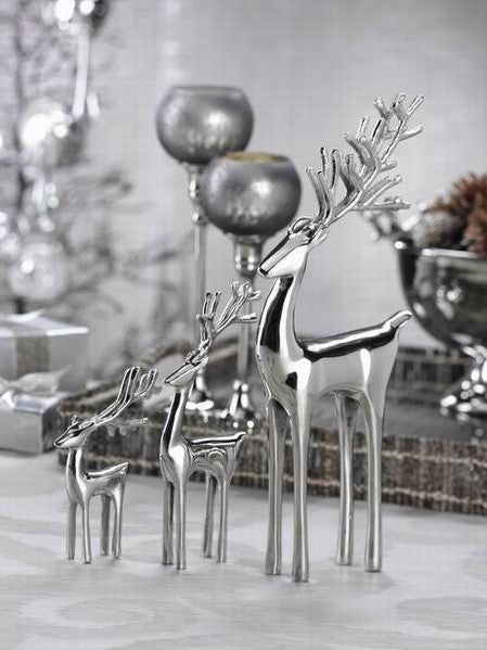 Reindeer Decorative Figure - Polished Nickel - Holiday Decor by Carlyle Avenue