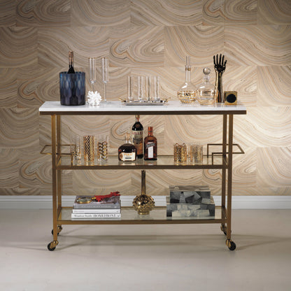 Porto Servo Metal Bar with Makrana Albeta Marble Top - Furniture by Carlyle Avenue