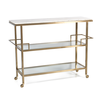 Porto Servo Metal Bar with Makrana Albeta Marble Top - Furniture by Carlyle Avenue