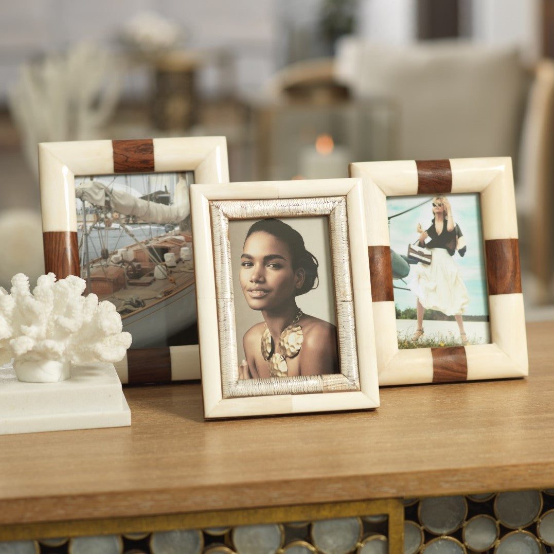 Oyster White Bone & Shagrin Horn Photo Frame - Picture Frames by Carlyle Avenue
