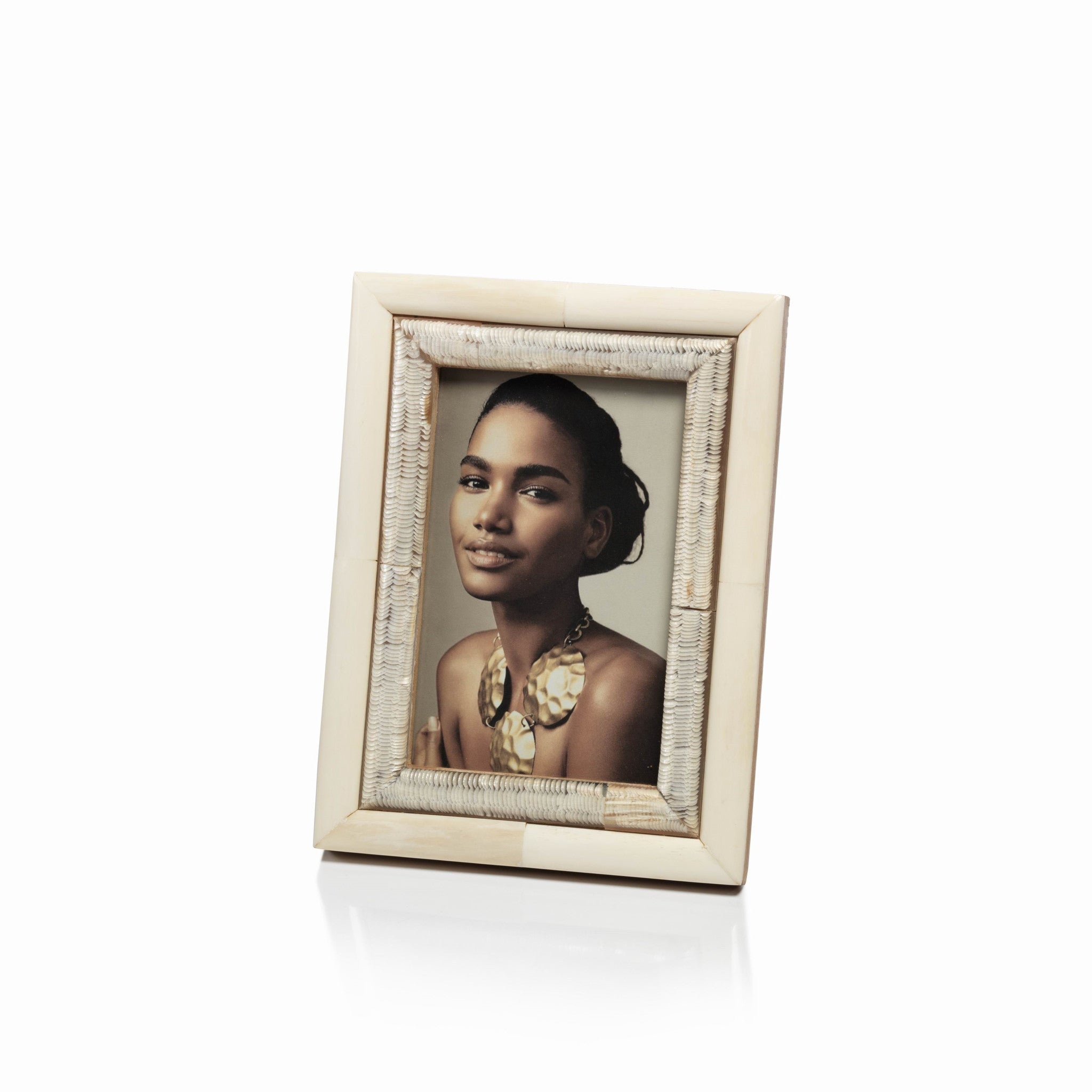 Oyster White Bone & Shagreen Horn Photo Frame - Picture Frames by Carlyle Avenue