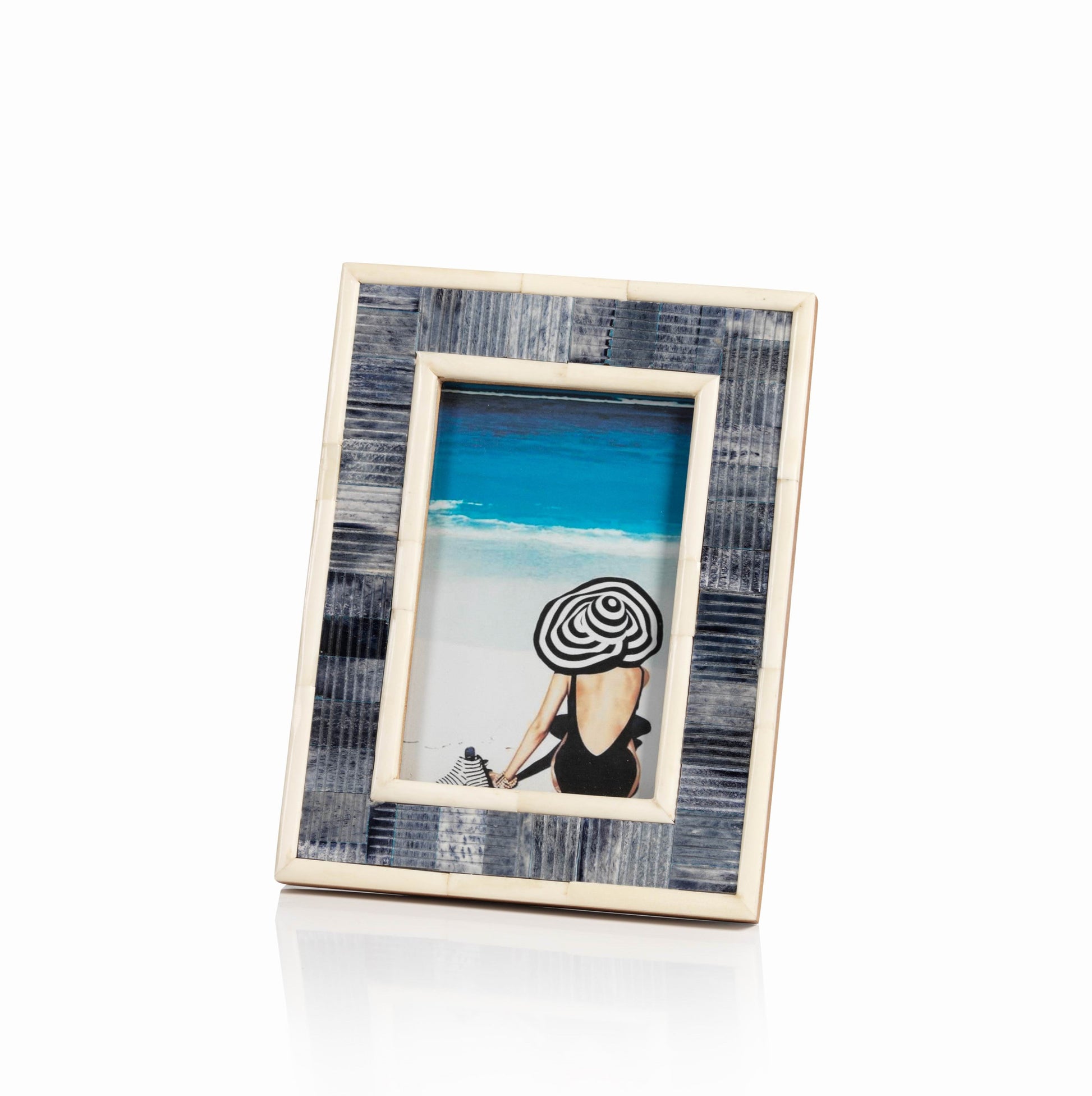 Mendocino Blue Carved Bone Photo Frame - CARLYLE AVENUE