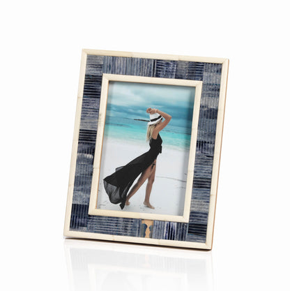 Mendocino Blue Carved Bone Photo Frame - Picture Frames by Carlyle Avenue