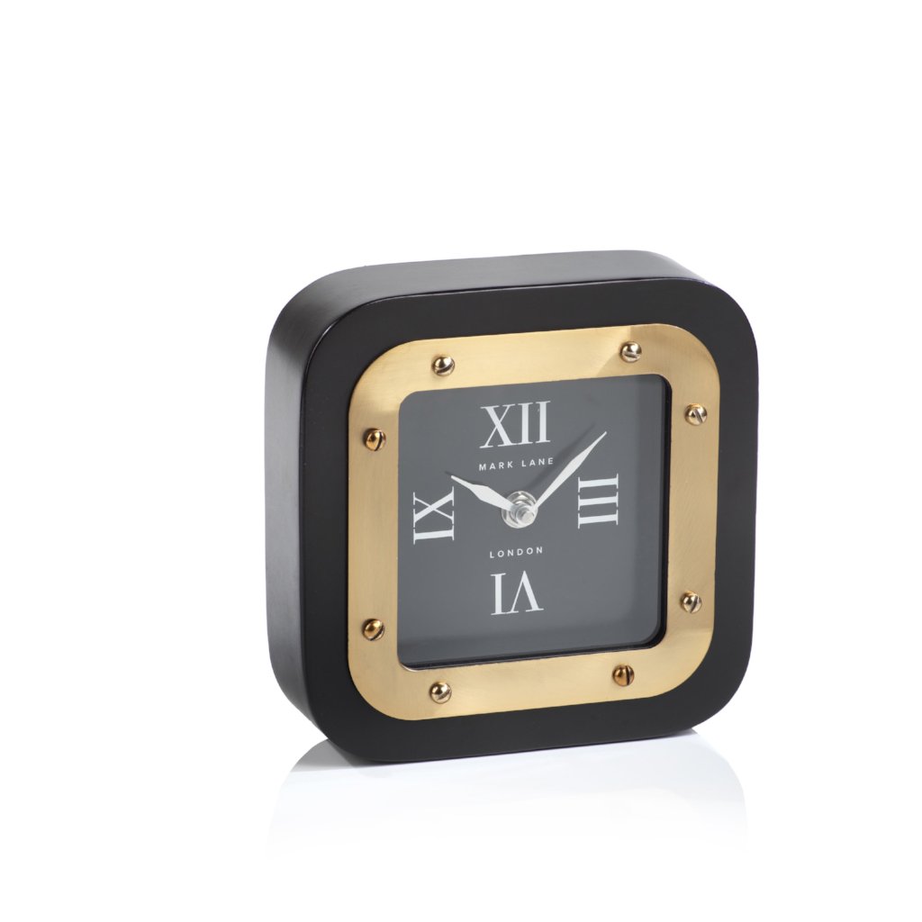 Mark Lane Table Clock - Black w/Gold - CARLYLE AVENUE