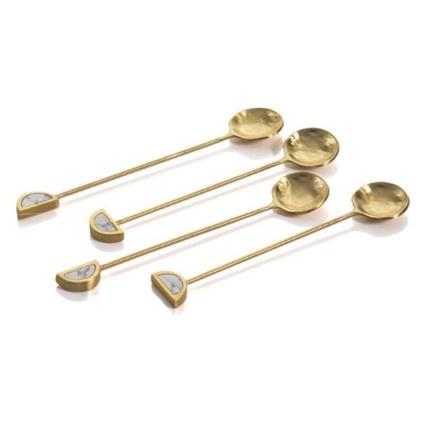 Fez Small Tea Spoons - 1 Set - Gold & White - CARLYLE AVENUE