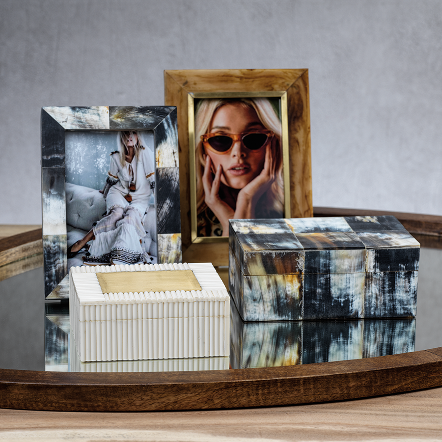 African Black Horn Inlaid Photo Frame - Picture Frames by Carlyle Avenue