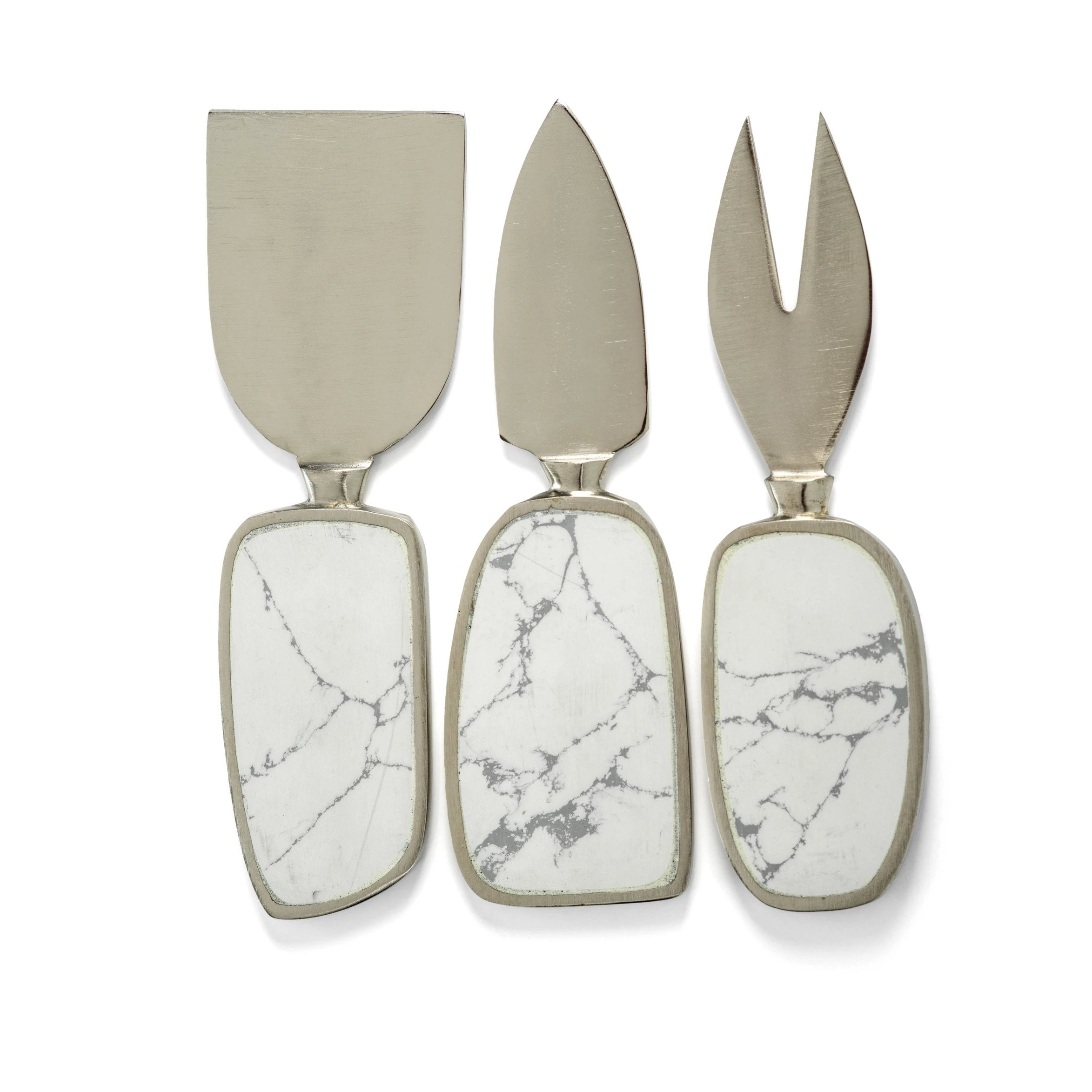 Amalfi Set/3 Cheese Tool Set - White w/ Nickel - CARLYLE AVENUE