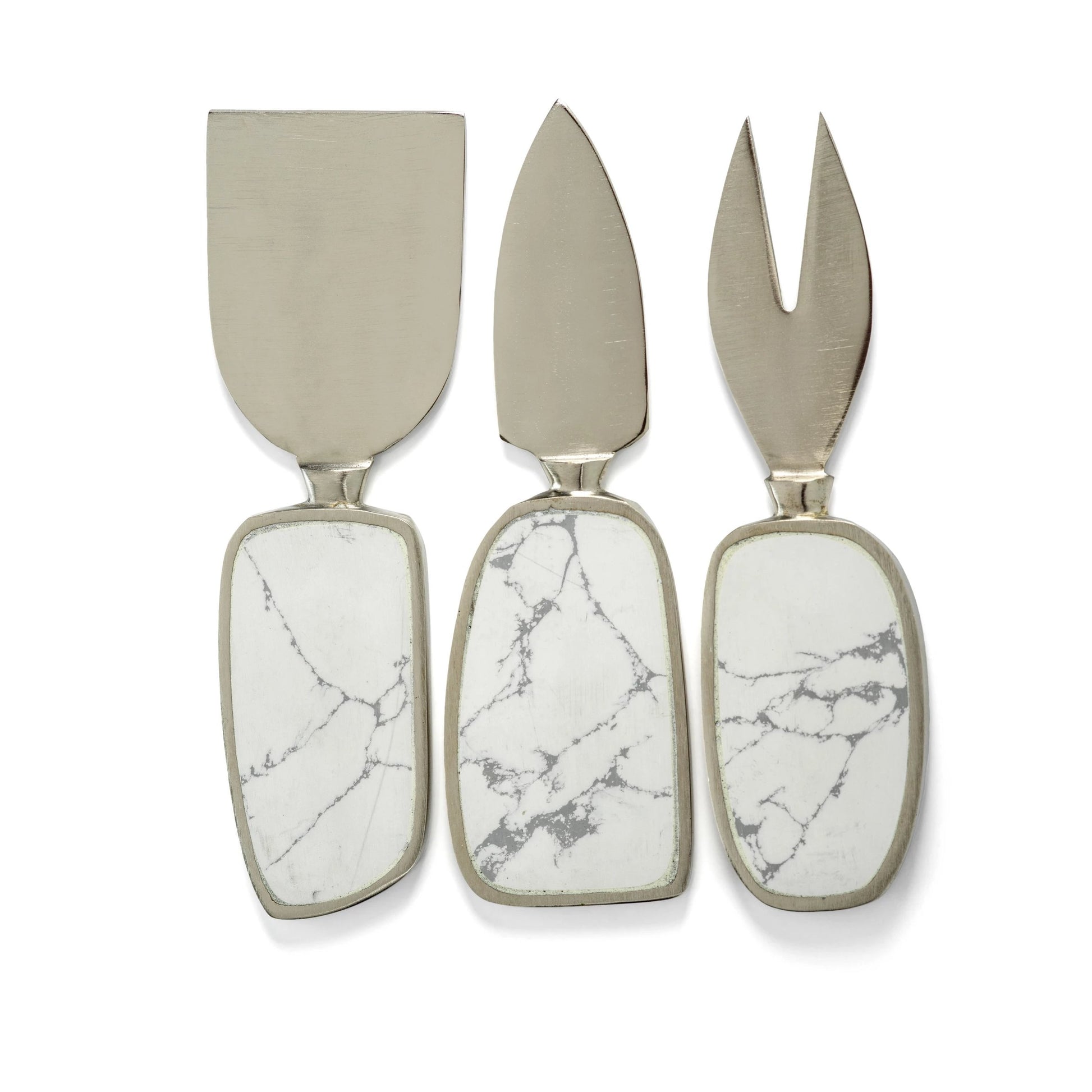 Amalfi Set/3 Cheese Tool Set - White w/ Nickel - CARLYLE AVENUE