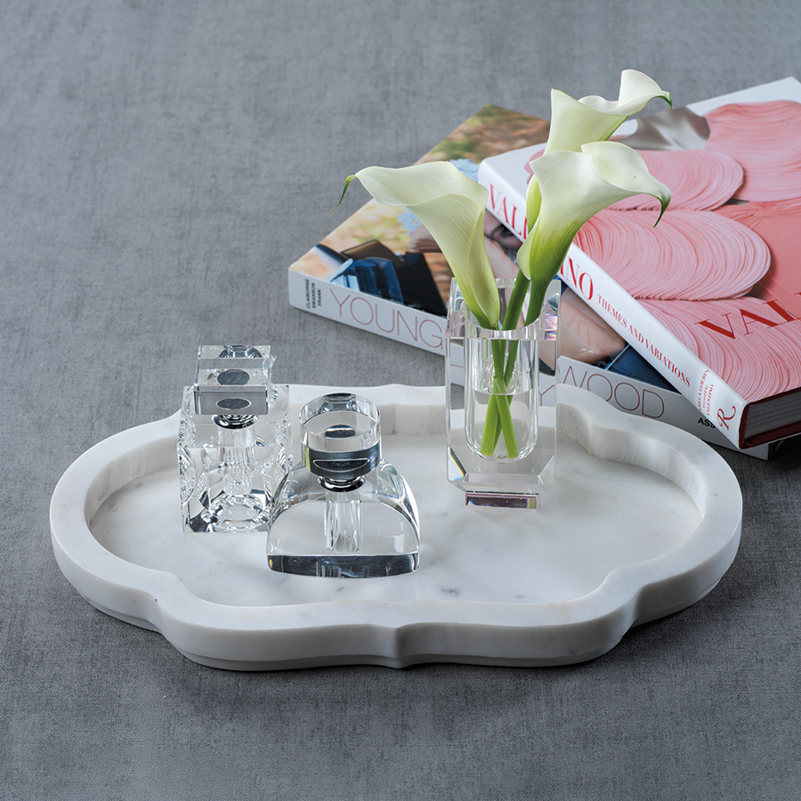 Pietre White Marble Tray