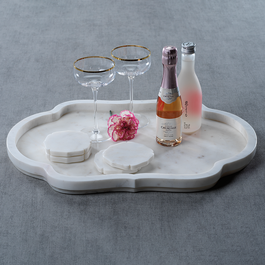 Pietre White Marble Tray