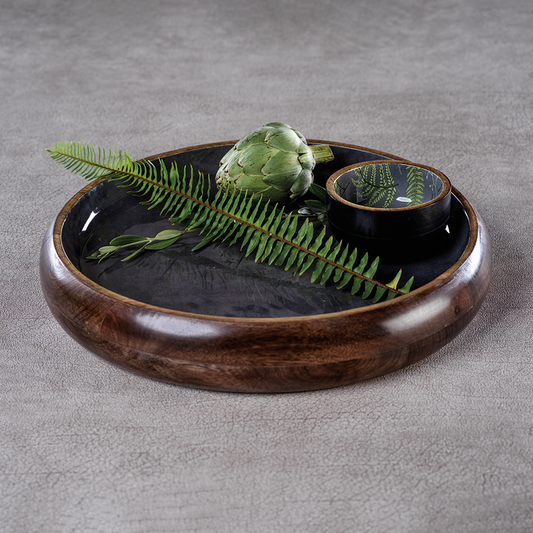 Seychelles Mango Wood Round Platter - Sedona Gray