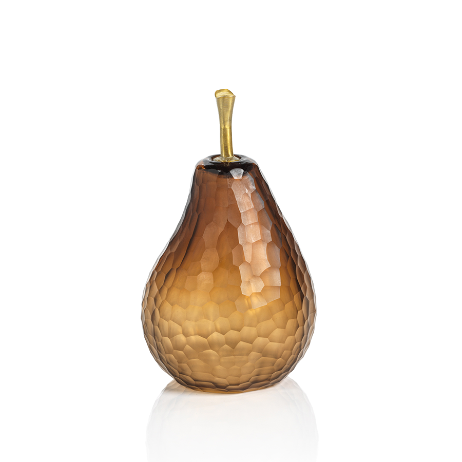 Decorative Amber Cut Glass Pear