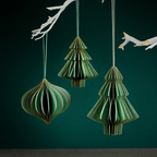 Wish Paper Decorative Ornaments - Green w/Gold Glitter (Set of 12) - Christmas Decor by Carlyle Avenue