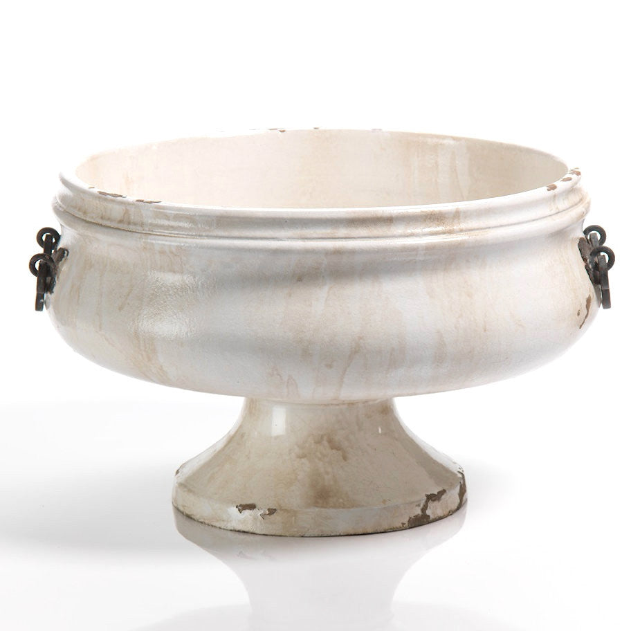 Corsica Pedestal Bowl with Iron Handles - Decorative Bowls by Carlyle Avenue