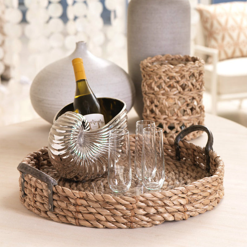 Seagrass Rolled Tray with Glass Insert - Trays by Carlyle Avenue